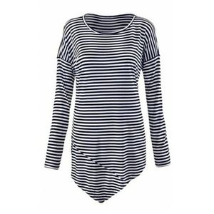 CAbi #5064 Womens Size M Boat Stripe Long Sleeve Tee Blue White Nautical Cotton